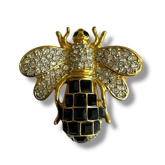 Vintage Jewelry - Vintage Rhinestone & cut crystal bumblebee brooch pin